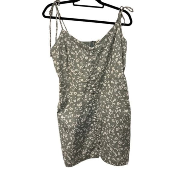 Abercrombie & Fitch Floral Dress Women XL Button Up Tie Straps Cottage - Picture 1 of 8
